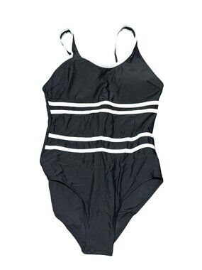 Black and White One Piece Medium Bathing Suit